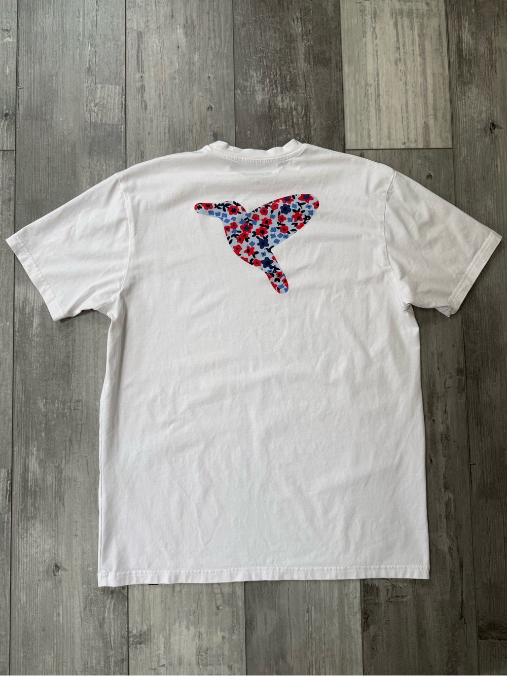 Birddogs Floral Hummingbird Graphic T-Shirt Large Gray Cotton Stretch Tee